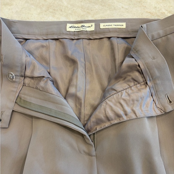 Vintage Eddie Bauer Greige Trousers Size 6 High Rise Straight Leg Pleated - Picture 6 of 14